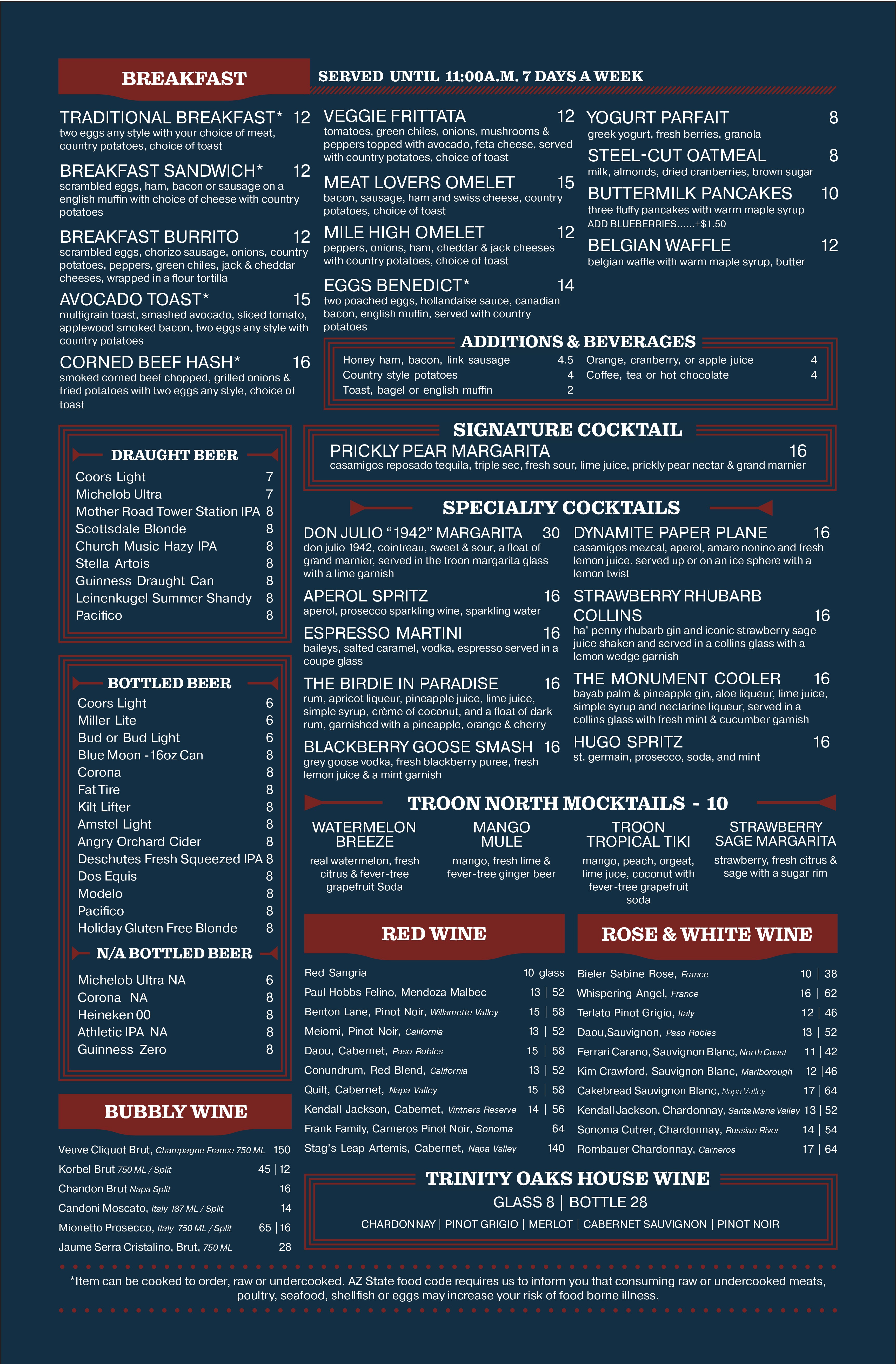 Dynamite Grille Menu - Troon North Golf Club